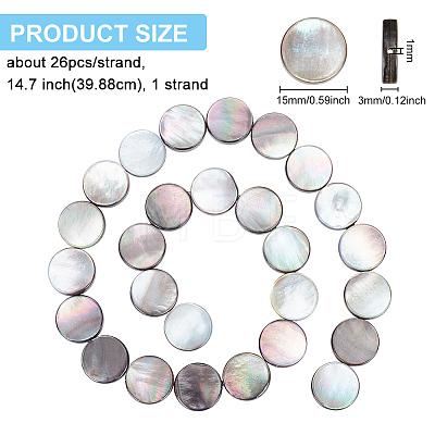 1 Strand Natural Black Lip Shell Beads Strands SHEL-BC0001-026-1
