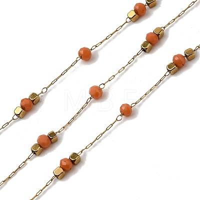 Handmade 304 Stainless Steel Glass Round Link Chains CHS-L032-09G-02-1