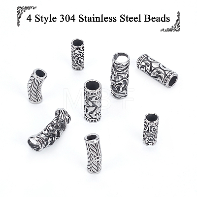   8Pcs 4 Style 304 Stainless Steel Beads STAS-PH0003-16-1