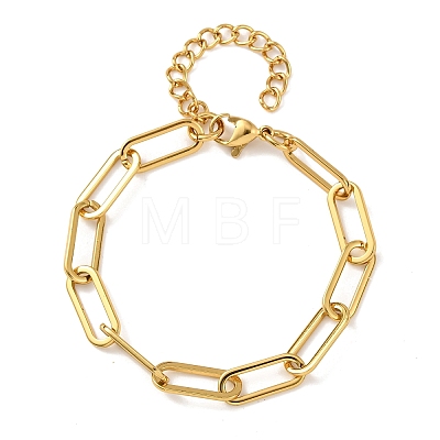 304 Stainless Steel Paperclip Chain Bracelets for Women BJEW-F536-22G-1