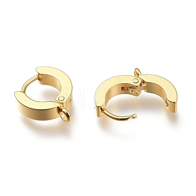 Ion Plating(IP) 304 Stainless Steel Huggie Hoop Earrings Findings X-STAS-I167-01C-G-1