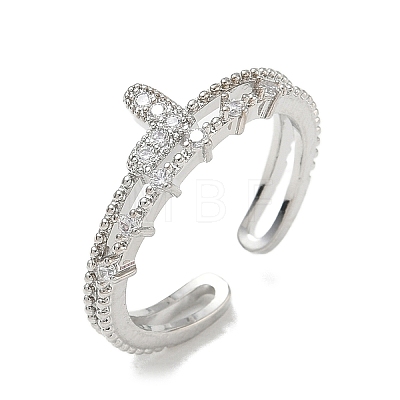 Brass Rhinestone Cuff Open Rings RB-CBADCCE-01P-1