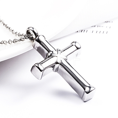Stainless Steel Religion Cross Pendant Necklace QH8600-2-1