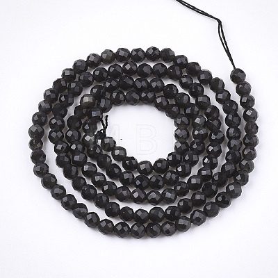 Natural Black Obsidian Beads Strands X-G-T108-41-1