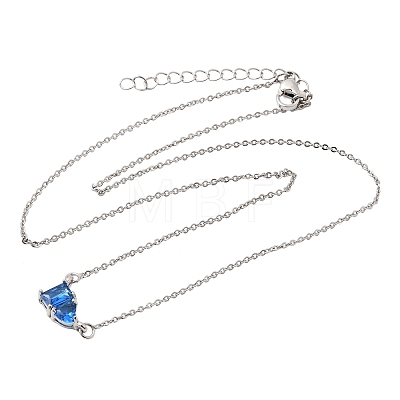 Brass Pave Cubic Zirconia Rectangle and Heart Pendant Cable Chain Necklaces KK-CBAB173-04P-08-1