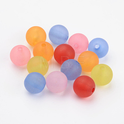 12mm Mixed Transparent Round Frosted Acrylic Ball Beads X-FACR-R021-12mm-M-1