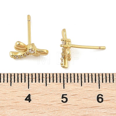 Brass Micro Pave Clear Cubic Zirconia Stud Earrings EJEW-R016-26G-10-1