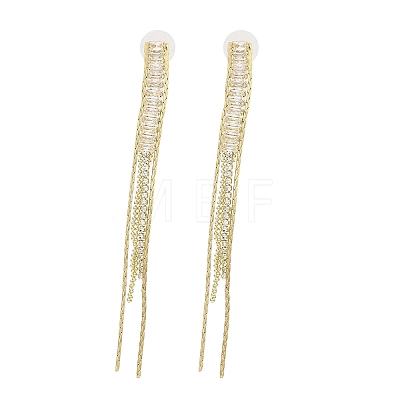 Cubic Zirconia Chains Tassel Earrings EJEW-P236-07G-1