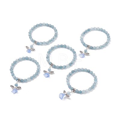 Natural Quartz(Dyed) Beads Stretch Charm Bracelets BJEW-JB02592-02-1