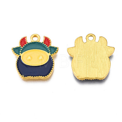 Rack Plating Golden Alloy Enamel Pendants ENAM-S122-53G-1