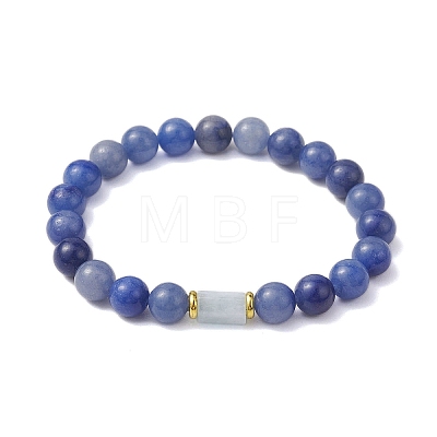 4Pcs 4 Styles 8mm Round Natural Rose Quartz & Blue Aventurine & Flower Amazonite & Amethyst Beaded Stretch Bracelets BJEW-TA00508-1