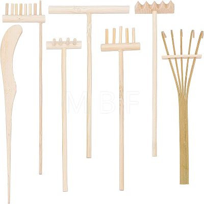  7Pcs 7 Style Bamboo Mini Zen Garden Rake WOOD-NB0001-85-1