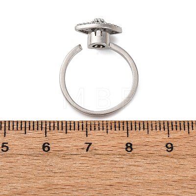 Brass Micro Pave Cubic Zirconia Rotating Cuff Rings RJEW-S636-02P-1