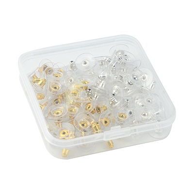 100Pcs 2 Colors Brass Clutch Earring Backs with Pad KK-FS0001-14-1