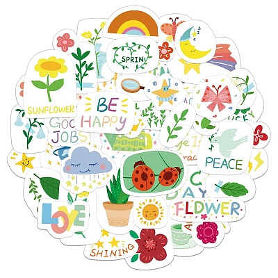 50Pcs Garden PVC Adhesive Waterproof Stickers PW-WGC0B30-01-1