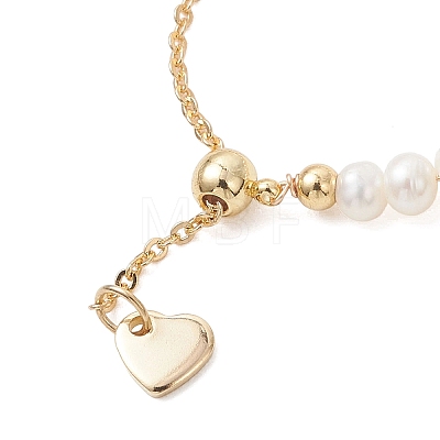 Adjustable Natural Pearl & Brass Silder Finger Rings RJEW-JR00964-1