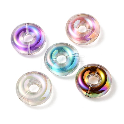 UV Plating Rainbow Iridescent Acrylic Beads X-OACR-P010-17-1