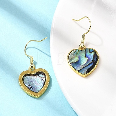 Brass Natural Paua Shell Dangle Earrings EJEW-M060-19D-G-1