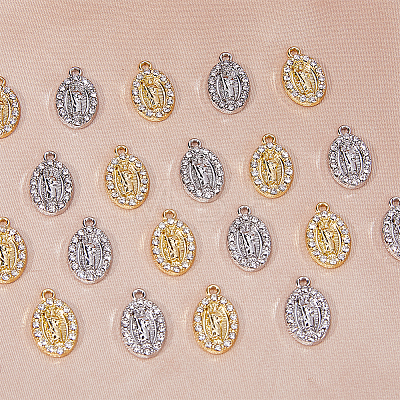 SUPERFINDINGS 20Pcs 2 Colors Alloy Micro Pave Cubic Zirconia Pendants FIND-FH0008-96-1