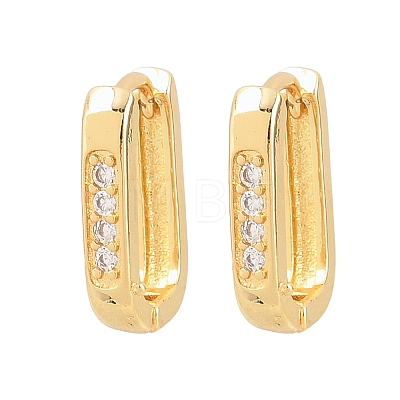 Rectangle Brass Cubic Zirconia Hoop Earrings EJEW-A156-16A-G-1