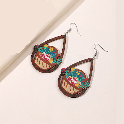 Easter Wood Dangle Earrings FS-WG30599-06-1