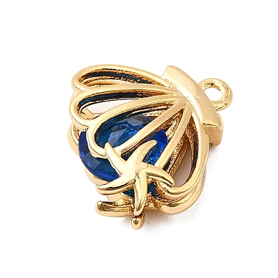 Brass Glass Charms KK-F916-30G-1