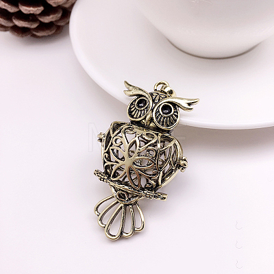 Brass Bead Cage Pendants FIND-PW0008-05AB-1