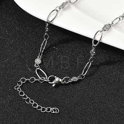 304 Stainless Steel Flower Link Chain Necklaces for Women NJEW-A046-02C-P-1