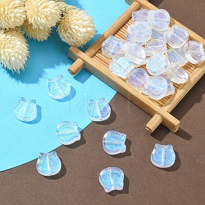 35Pcs Transparent Spray Painted Glass Beads GLAA-YW0001-77-1