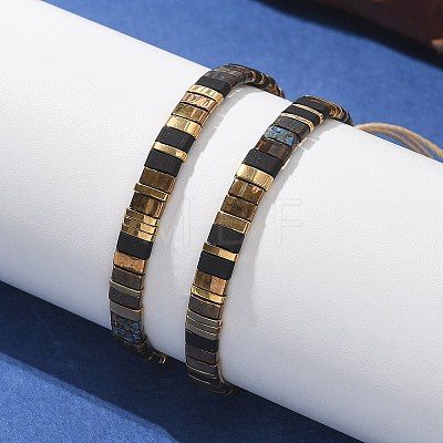 Vintage Ethnic Style Glass Tila Beaded Handmade Slider Bracelets for Women ZN9527-12-1