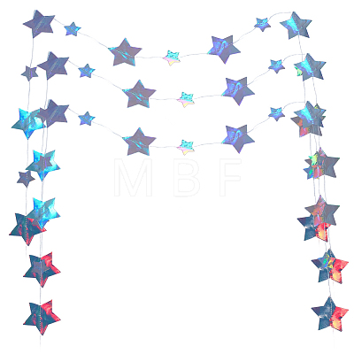 3Pcs Paper Star Hanging Banners AJEW-CN0007-86-1