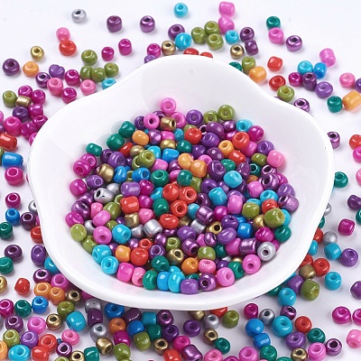 6/0 Baking Paint Glass Seed Beads SEED-S003-KM-1