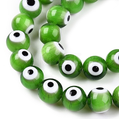 Handmade Evil Eye Lampwork Beads Strands LAMP-N024-32A-1