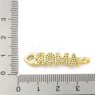Word AMOR Rack Plating Brass Micro Pave Clear Cubic Zirconia Pendants KK-Z053-11G-01-1