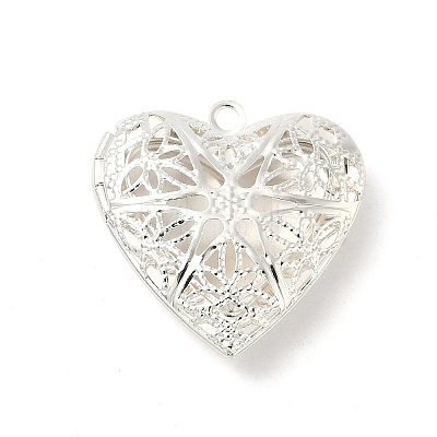 Hollow Heart Brass Locket Pendants KK-K414-12C-S-1