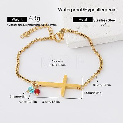 304 Stainless Steel Religion Cross Link Bracelets for Men Women IZ7438-5-1