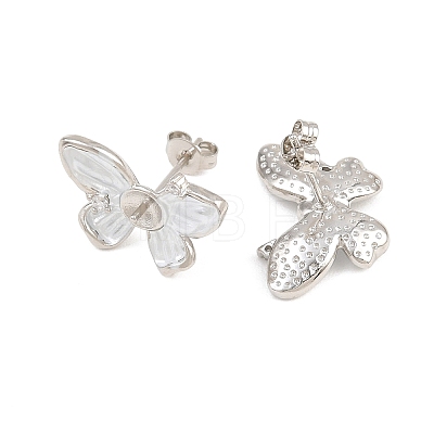 Brass Micro Pave Cubic Zirconia Stud Earring Findings CU-CBAA5EE-03P-A-1