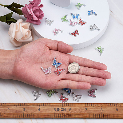 30Pcs 5 Colors Zinc Alloy Butterfly Jewelry Charms FIND-TA0001-61-1