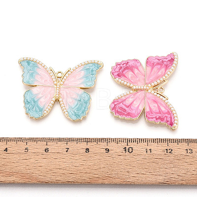 Rack Plating Alloy Enamel and ABS Imitation Pearl Pendants ENAM-T091-55M-G-1