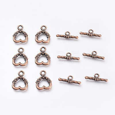 Tibetan Style Alloy Heart Toggle Clasps PALLOY-J471-27R-1