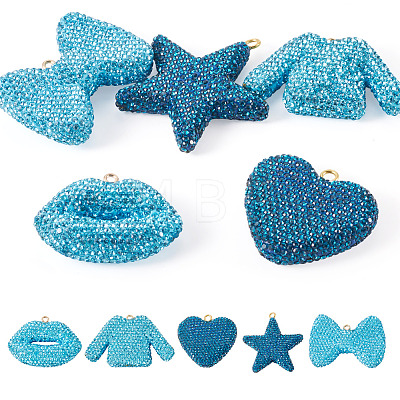 5Pcs 5 Styles Handmade Polymer Clay Pendants RB-BT0001-05B-1