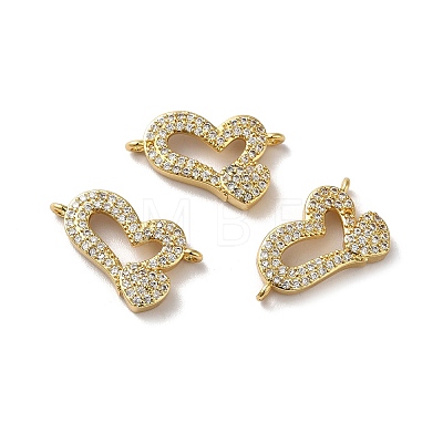 Eco-Friendly Rack Plating Brass Micro Pave Clear Cubic Zirconia Connector Charms KK-F853-27G-1