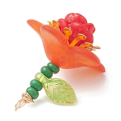 Glass Seed Beaded Rose Flower Pendants PALLOY-MZ01231-02-1