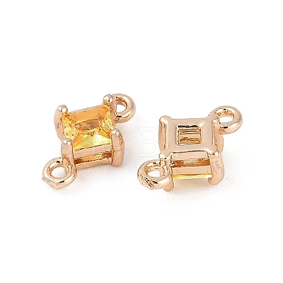 Brass Pave Glass Rhombus Links Connector Charms GLAA-Q088-001D-1