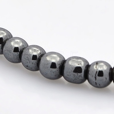 Non-magnetic Hematite Beaded Ball Stretch Bracelets for Valentine's Day Gift BJEW-M066-A-02-1
