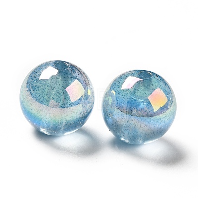 UV Plating Transparent Rainbow Iridescent Acrylic Beads OACR-D010-01E-1