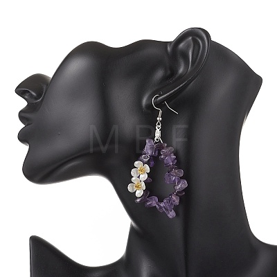 Natural Amethyst Flower Dangle Earrings EJEW-JE06802-02-1