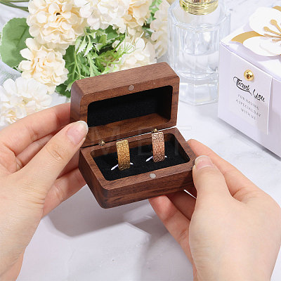 Wooden Jewelry Cufflinks Storage Magnetic Gift Case CON-WH0095-78C-1