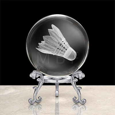 Inner Carving Badminton Glass Crystal Ball Diaplay Decoration PW-WG5C1AB-02-1