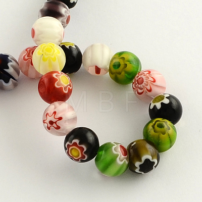 Round Handmade Millefiori Glass Beads Strands X-LK-R004-36-1